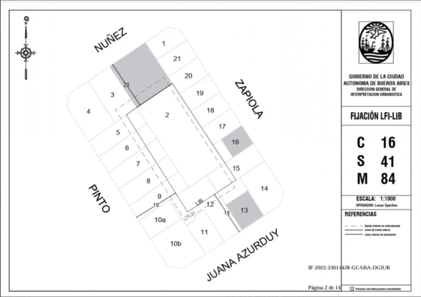 EXCELENTE LOTE EN ESQUINA  16x17,5mts USAB1